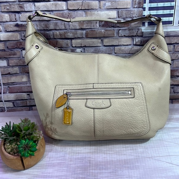 Coach XL Tan 13155 Pebble Grain Leather Penelope Satchel Hobo Shoulder Bag